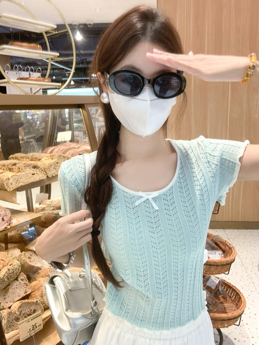 【110元任选2件】最后一波现货！2色撞色毛织短袖T 商品图12