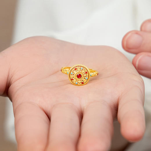 【新品首发】足金灵转八宝戒指 黄金可转动八宝罗盘戒指【按克计价黄金2】MEMORA诗普琳GR265401 商品图2