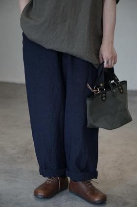 Manuelle Guibal 深蓝麻质阔腿裤