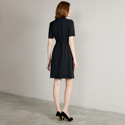 IWY/高端职场通勤黑色风衣款连衣裙气质双排扣收腰西装裙女Q1328 商品图4