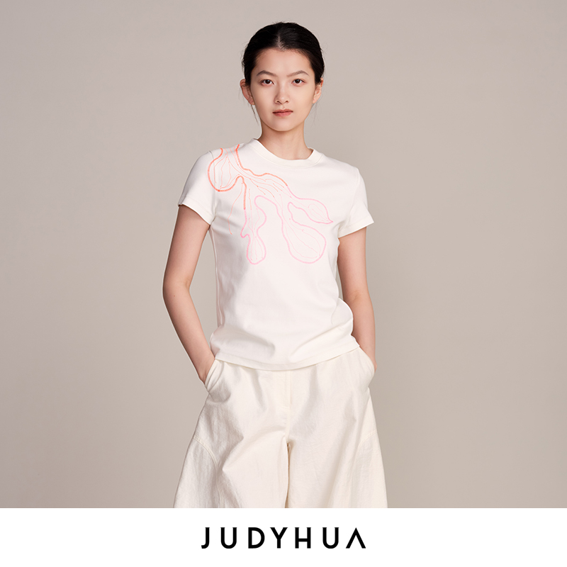 JUDYHUA 追逐系列刺绣短袖T恤