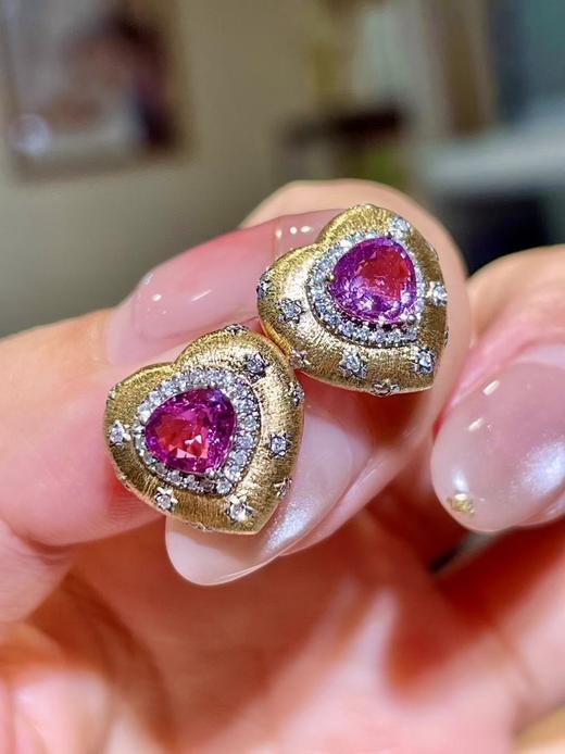 1.55ct刻面紫蓝宝石耳钉 商品图2