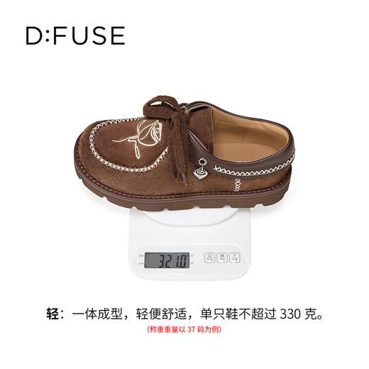 Dfuse迪芙斯2025秋季新款复古休闲乐福鞋玫瑰花心形扣系带袋鼠鞋DFD3112054 商品图4