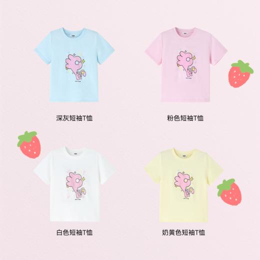 【100%棉/奶丝兔】女童吸汗透气女印花圆领短袖T恤夏季新款安奈儿童装EG521233&EG521234&EG521236 商品图3