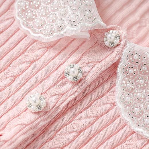 「高货wl」全新升级【铂金会员192/天猫259/差价67】(01046)洛诗琳轻奢小香风重工钉珠T恤202夏季绞花螺纹针织短袖女 商品图3