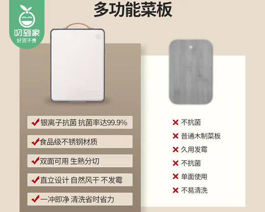 康巴赫抗菌谷纤维不锈钢多功能板（双面砧板）/1个补单专用 商品图4