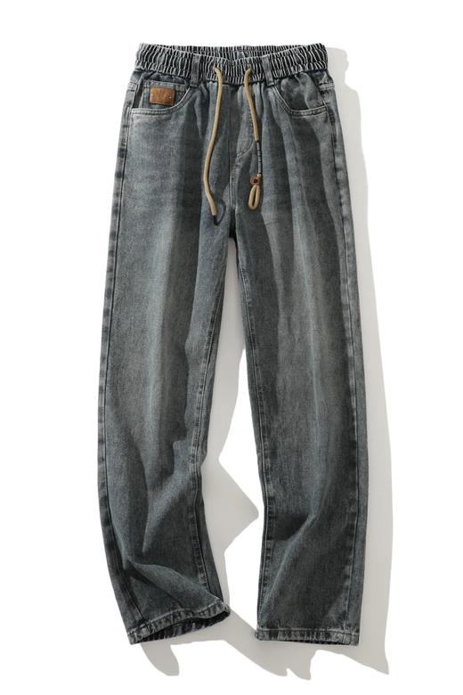 秋季新款男士复古时尚宽松无弹阔腿松紧牛仔裤 商品图5