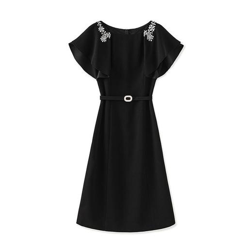 「高货wl」全新升级【铂金会员339/天猫459/差价120】(00059)洛诗琳高级感钉钻连衣裙2025夏季荷叶袖气质收腰显瘦裙子 商品图4