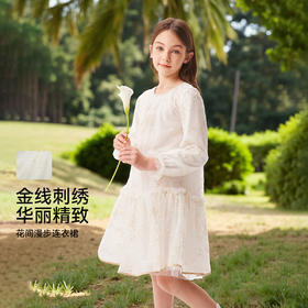 【英氏】【110-170】女童春秋刺绣连衣裙