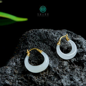 S925和田玉耳坠约17*16mm