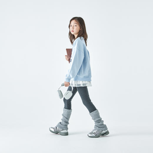 棵初2026春季新款亲子中大女童撞色圆领卫衣宽松简约字母印花上衣 商品图4