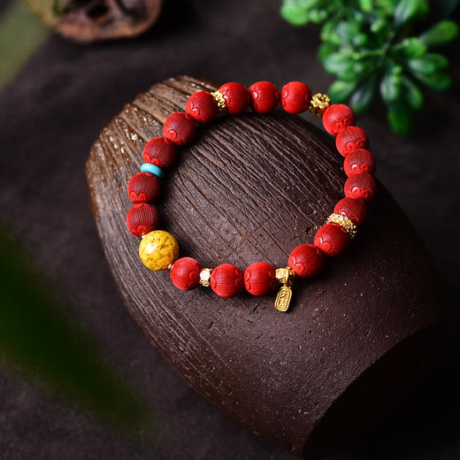 丁摩 朱砂精品高含量手串拉丝绒灯笼圆珠手链女原石本命年5ZF-54566 商品图1