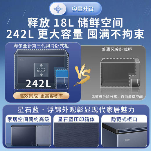 海尔（Haier）冰柜家用京东自营200升以上风冷无霜小冰箱小型冷柜-38度超低温BC/BD-242WGHED家电国家补贴20% 商品图5