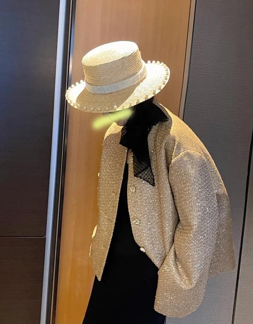 优雅法式珍珠草帽夏天遮阳防晒太阳帽旅游度假连衣裙CP 商品图9