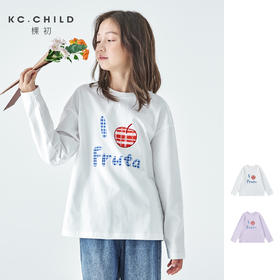 棵初2025秋季新款亲子中大女童纯棉长袖T恤格纹印花宽松百搭上衣