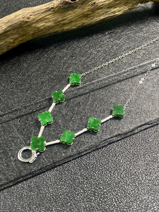 【FC0088】18K金镶嵌翡翠阳绿四叶草万能链  色泽阳绿 款式精美 商品图1