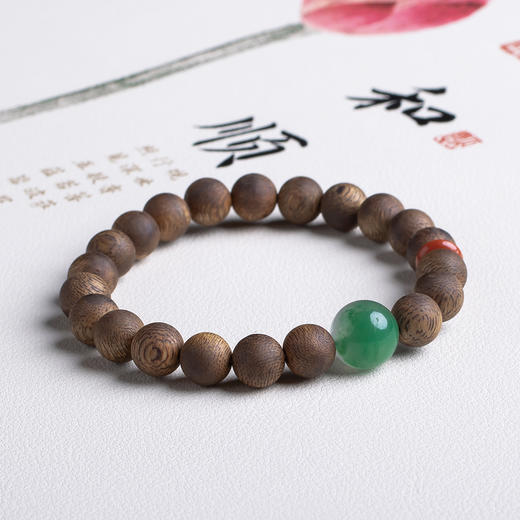 XY0494沉香+南红非洲翠手串 商品图1