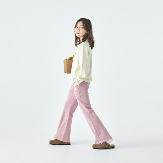 花灰预售3.23发 棵初2025年秋季新款亲子中大女童微喇卫裤字母绣花休闲裤甜美时尚 商品图4