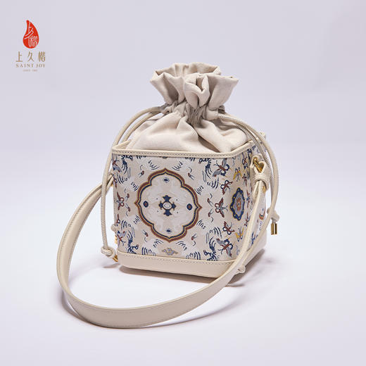 SAINTJOY/上久楷 新中式宋锦女士拎包腋下包鹤鹿同春柿蒂纹BWS25A0101 商品图1