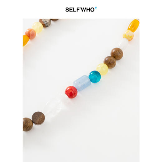 SELFWHO笑脸衣橱不规则彩色石珠项链女2025秋新款撞色锁骨链配饰 商品图1