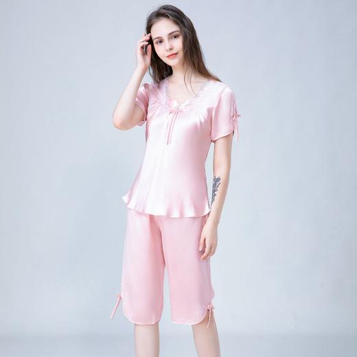 丁摩桑蚕丝家居服套女夏真丝睡衣两件套短袖AL2007A 商品图2