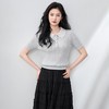 「高货wl」全新升级【铂金会员192/天猫259/差价67】(01046)洛诗琳轻奢小香风重工钉珠T恤202夏季绞花螺纹针织短袖女 商品缩略图1