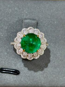 4克拉蛋面祖母绿戒指