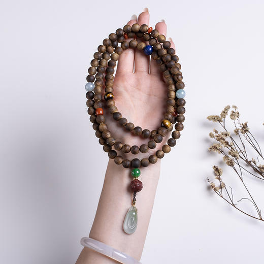 XY0491沉香+翡翠福贝手链项链 商品图9