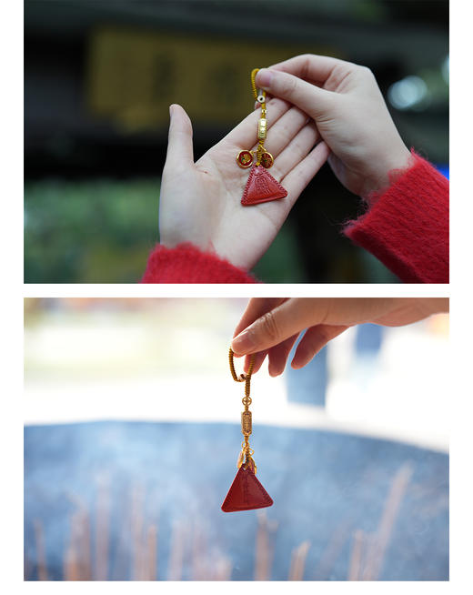 「灵隐祈福岁岁平安钥匙扣」财神钥匙扣平安符+铜镀金百福金币 招财吉祥如意挂件岁岁平安 商品图2