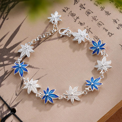 子佩集S990银【枫光旖旎】手链【DSSL002】纯银花丝珐琅彩枫叶原创作品2506 商品图8