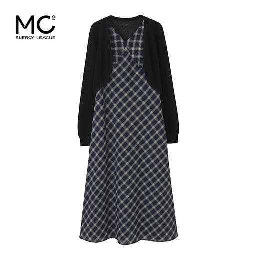 女装毛织外披配肌理格纹收腰长裙-225S5231007 商品图0