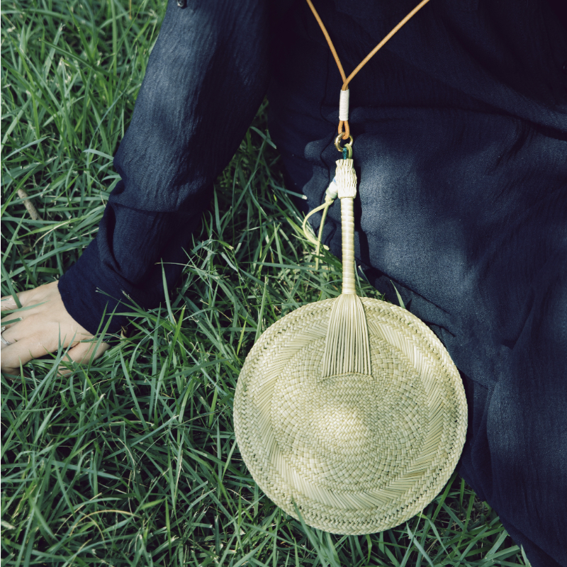 手工草编扇小圆满扇子 新中式蒲扇小扇子手腕挂脖挂扇斜跨扇