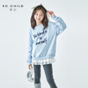 棵初2026春季新款亲子中大女童撞色圆领卫衣宽松简约字母印花上衣 商品缩略图0