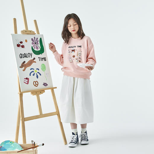 棵初25年秋季新款亲子中大女童圆领宽松卫衣童趣原创印花休闲上衣 商品图1