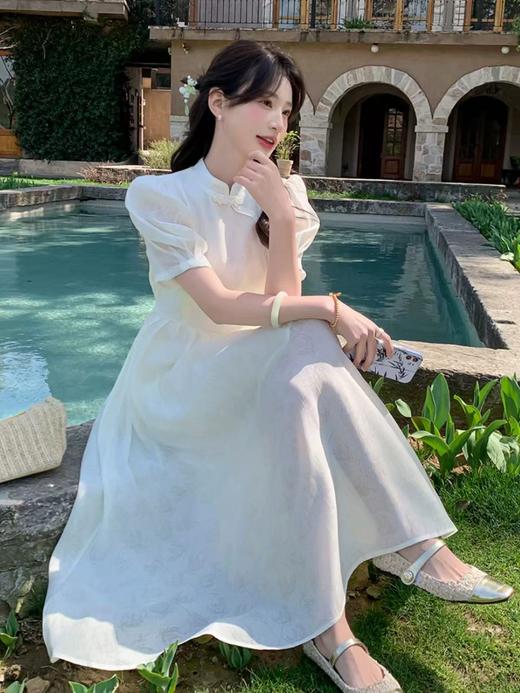 【必入推荐】 吊牌价1688元【MYBL】8628新中式国风高级感暗花过膝长款连衣裙-喜出 商品图12