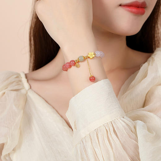 【预售3天】渐变玛瑙手串女小众设计桃花手链DQ0466S 商品图1