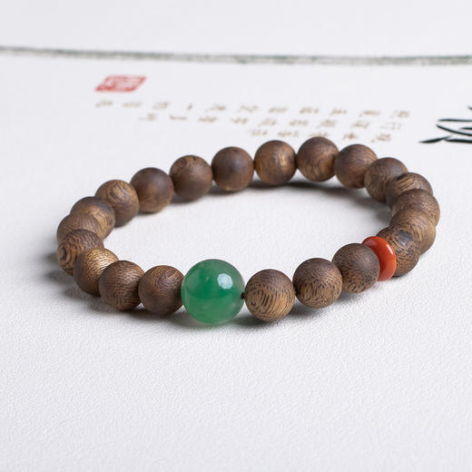 XY0494沉香+南红非洲翠手串 商品图2