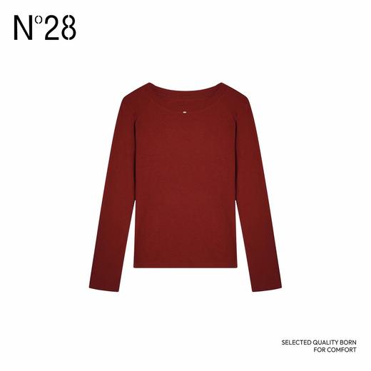 N°28 2025秋季新款圆领长袖修身T恤时尚老钱风上衣 895371T032 商品图1