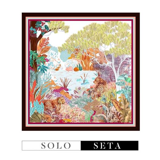 Soloseta真丝印花大方巾桑蚕丝围巾110*110丝绸披肩母亲节礼 商品图3