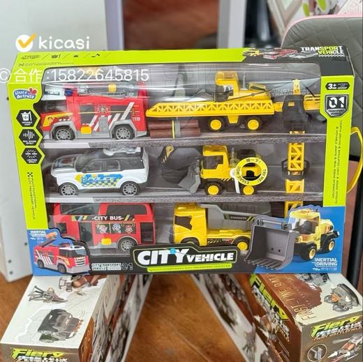 小演员汽车大联盟多功能建筑工程车队吊车起重机喷水消防车警车儿童玩具 商品图3