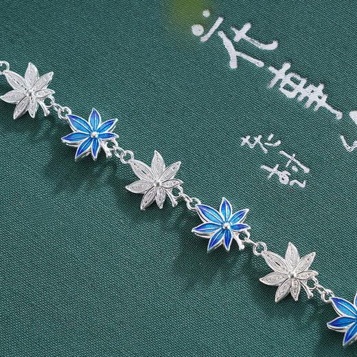 子佩集S990银【枫光旖旎】手链【DSSL002】纯银花丝珐琅彩枫叶原创作品2506 商品图3