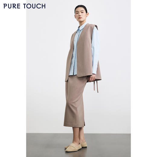 PURE TOUCH浅棕色无袖西装马甲 商品图1