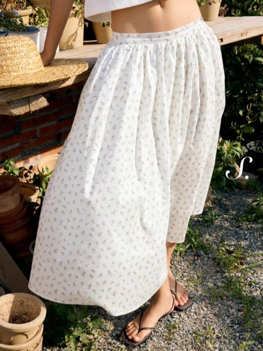 shyshystill/shy202502080/捏细褶棉质碎花格子大裙摆两色伞裙 商品图0