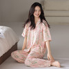 雀说睡衣女夏季莱赛尔开衫短袖长裤薄款夏天凉感莫代尔休闲家居服套装AL67007 商品缩略图1