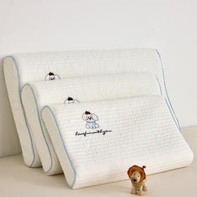 自然醒全棉水洗棉亲子乳胶枕-小白布丁狗儿童枕头宿舍学生枕芯成人纯棉护颈椎助眠枕XK