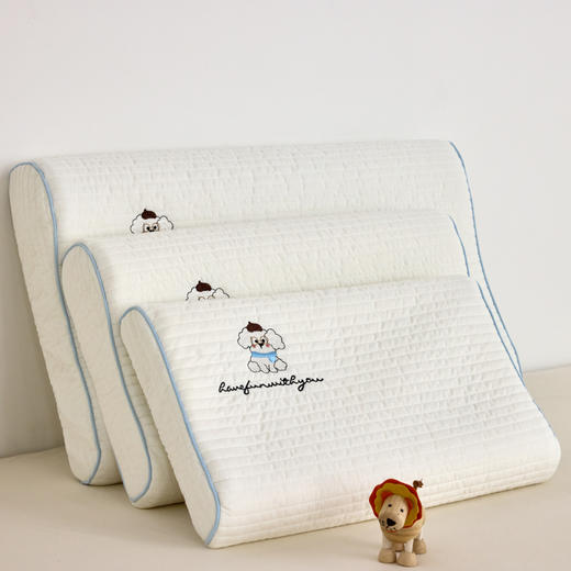 自然醒全棉水洗棉亲子乳胶枕-小白布丁狗儿童枕头宿舍学生枕芯成人纯棉护颈椎助眠枕XK 商品图0