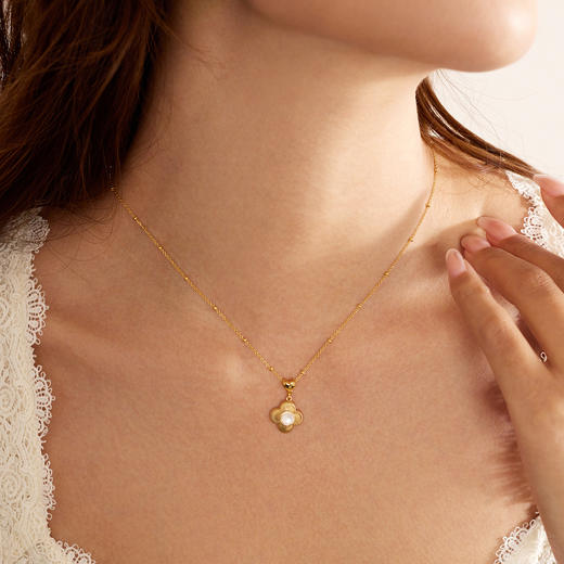 Manreya玛芮雅幸时叶语项链串珠颈链女四叶草吊坠经典玛瑙锁骨链| 长度：42+6cm 商品图2