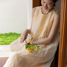 牧衣游原创 11姆米欧根纱真丝连衣裙蓬松气质无袖长裙 月影流纱