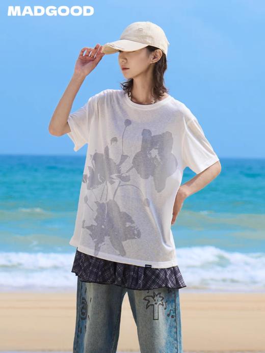 马得工地/MDGDTX12016/花卉印花低克重雪花棉T恤 商品图0