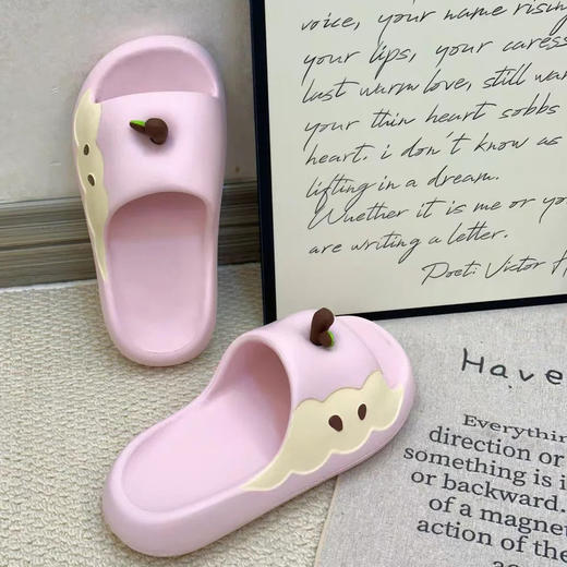 热卖！不闷不臭脚！云朵感 可爱 厚底凉拖！YiLuoShan 四色苹果EVA防滑拖鞋 居家 宿舍 外出 4色可选 商品图12